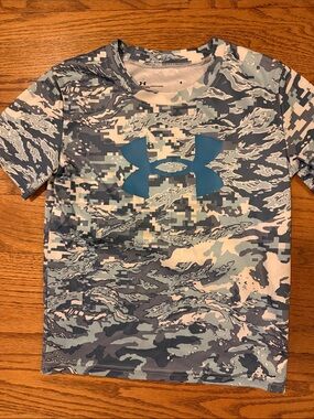 Under Armour Boys Blue Camouflage Short Sleeve Tee